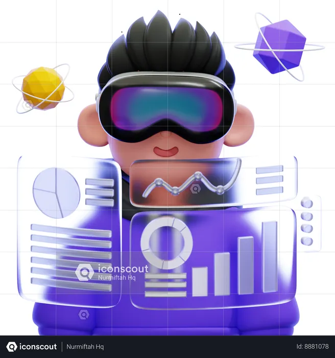 Working in Virtual Reality experience  3D Icon