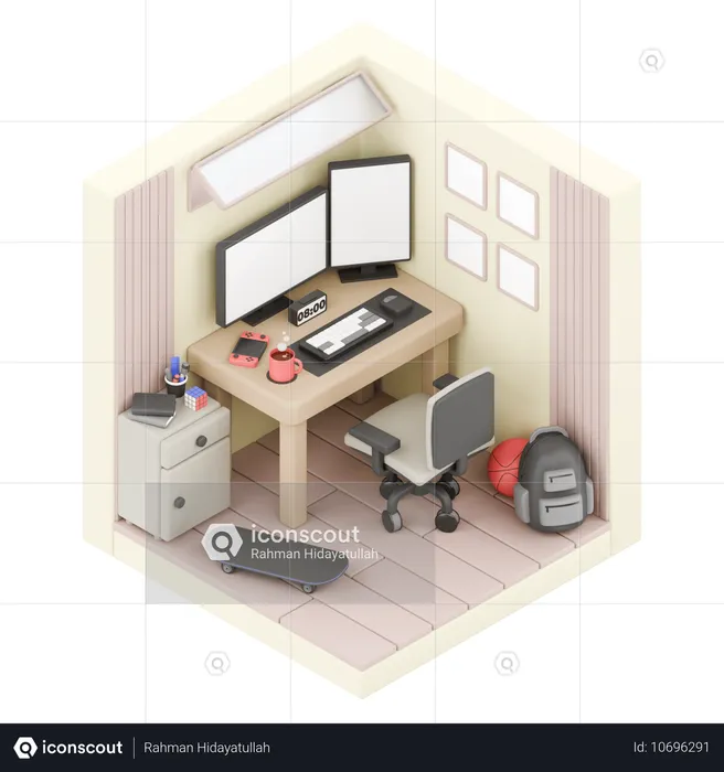 Working room  3D Illustration