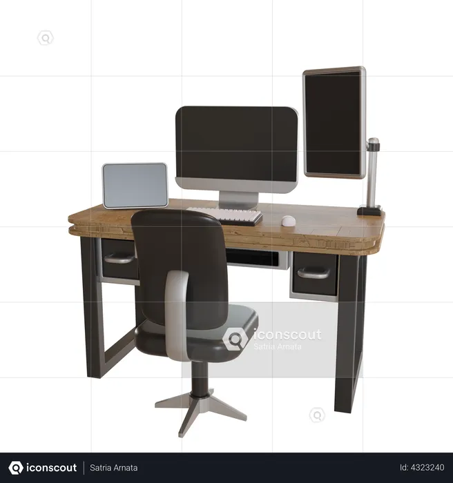Working Table  3D Illustration