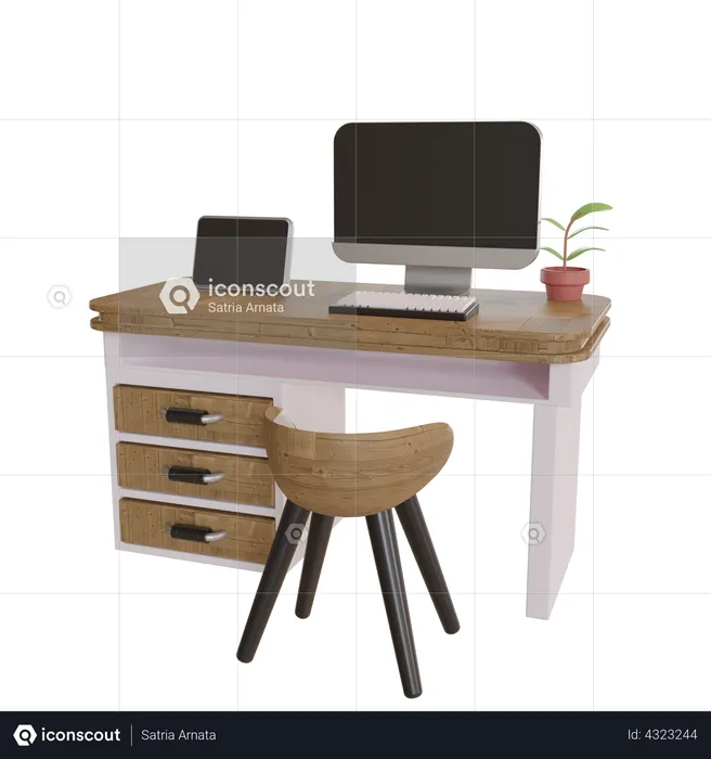 Working Table  3D Illustration