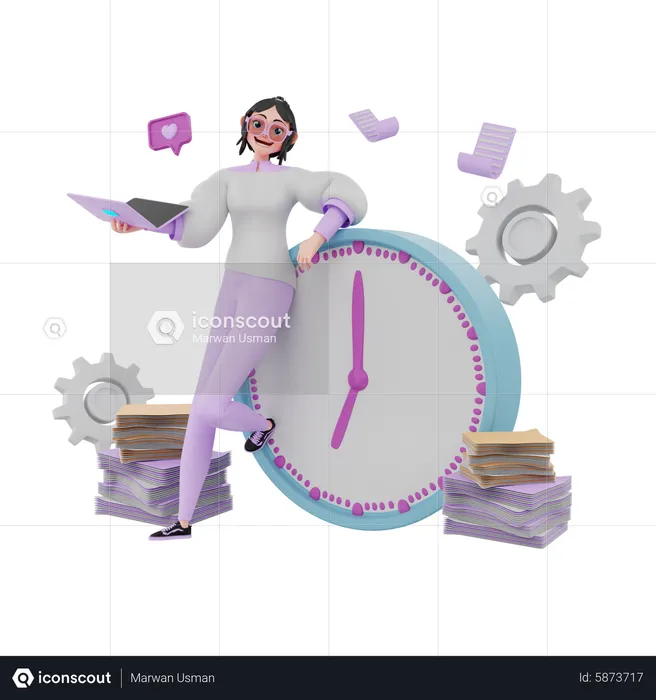 Working woman making task schedule  3D Illustration