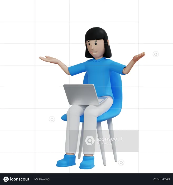 Working woman presenting something  3D Illustration