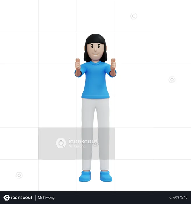 Working woman showing something front  3D Illustration