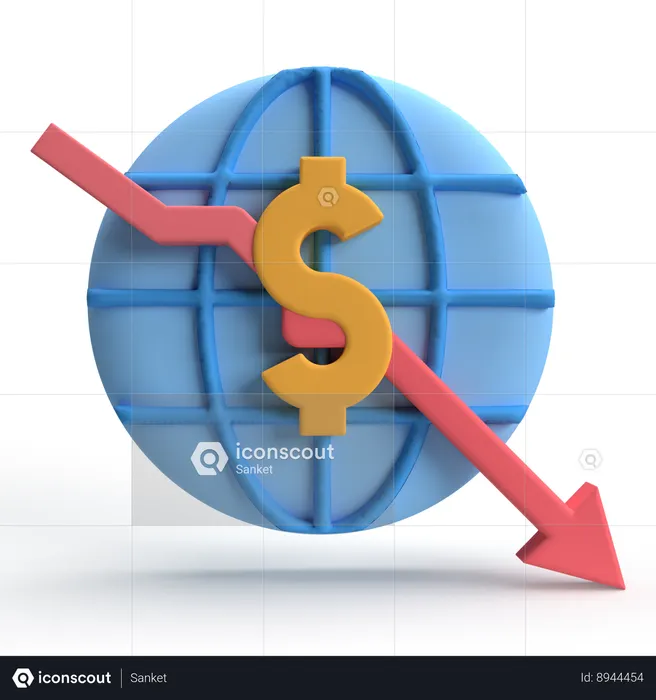 World Economy Decline  3D Icon