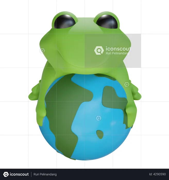 World Frog  3D Illustration