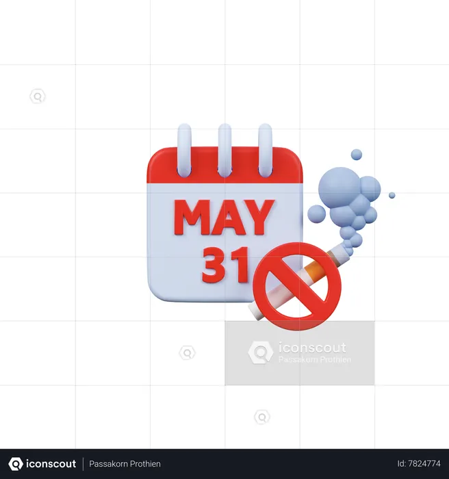 World No Tobacco Day Calendar  3D Icon