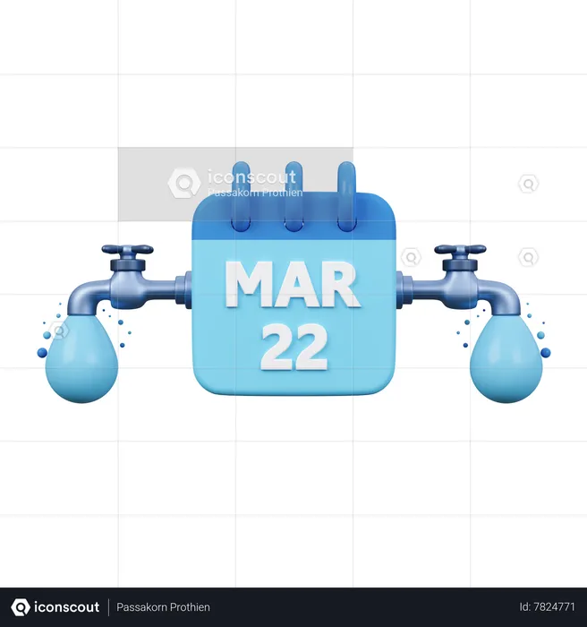 World Water Day Calendar  3D Icon