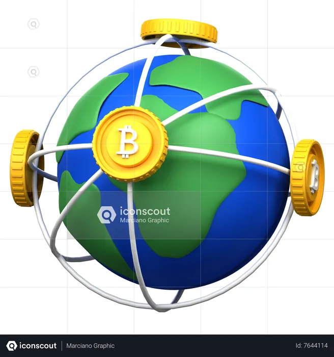 Worldwide Bitcoin Trading  3D Icon