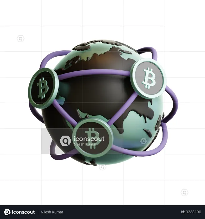 Worldwide Bitcoin Trading  3D Illustration
