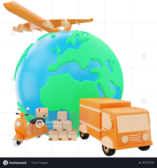 Worldwide delivery service  3D Illustration