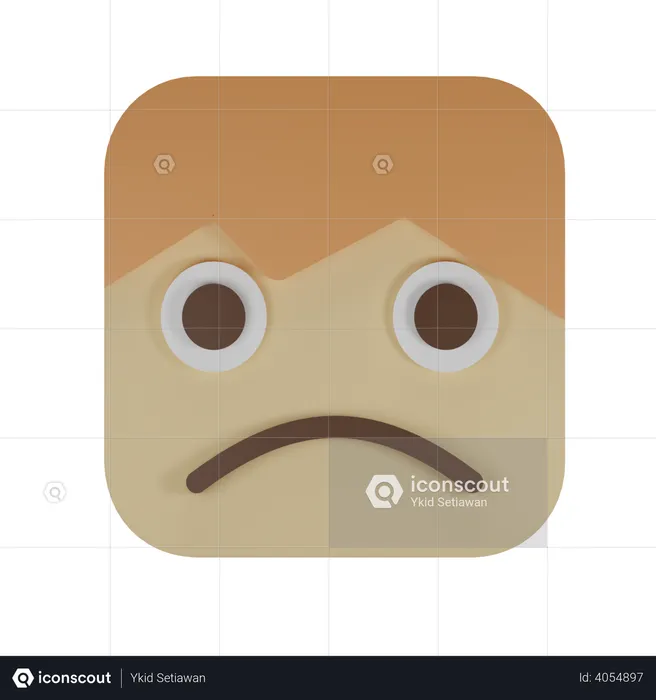 Worried face Emoji 3D Illustration