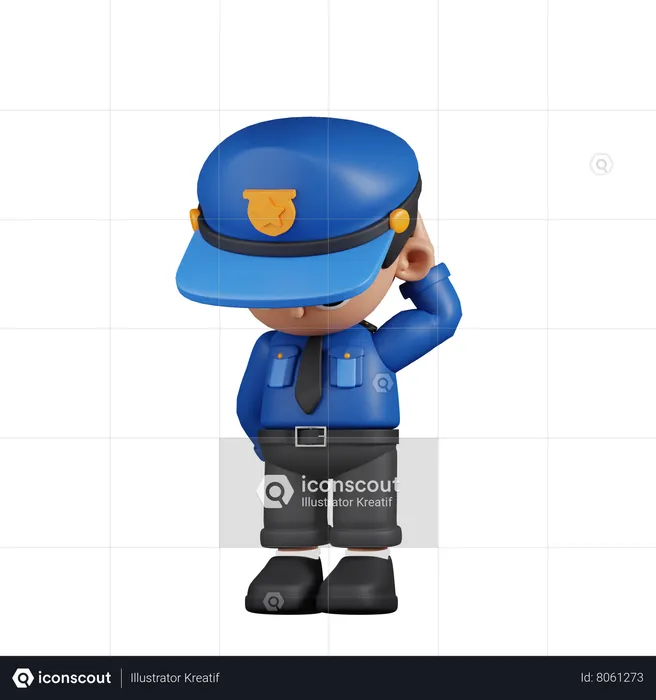 Worried Policeman  3D Illustration