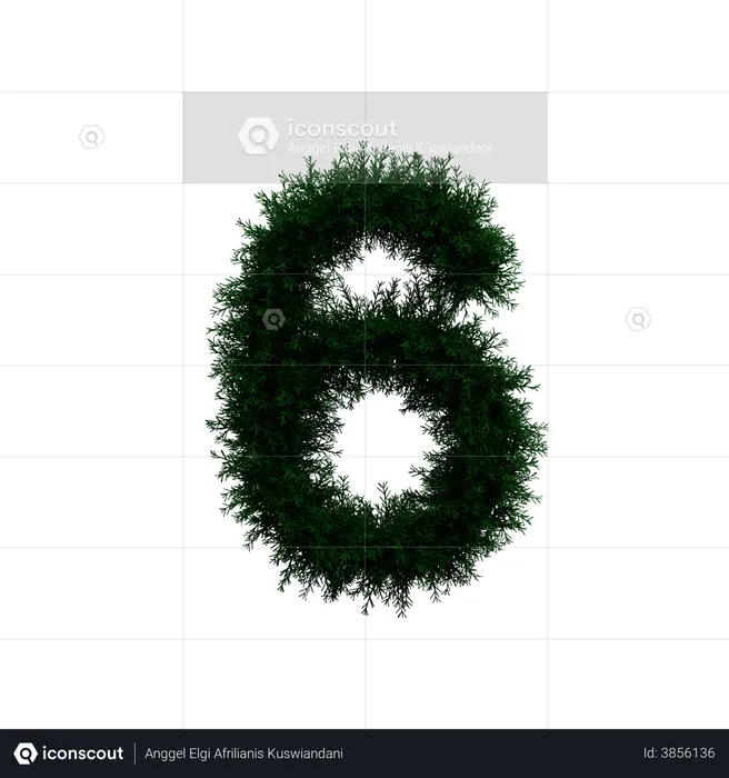 Wreath Number 6  3D Illustration