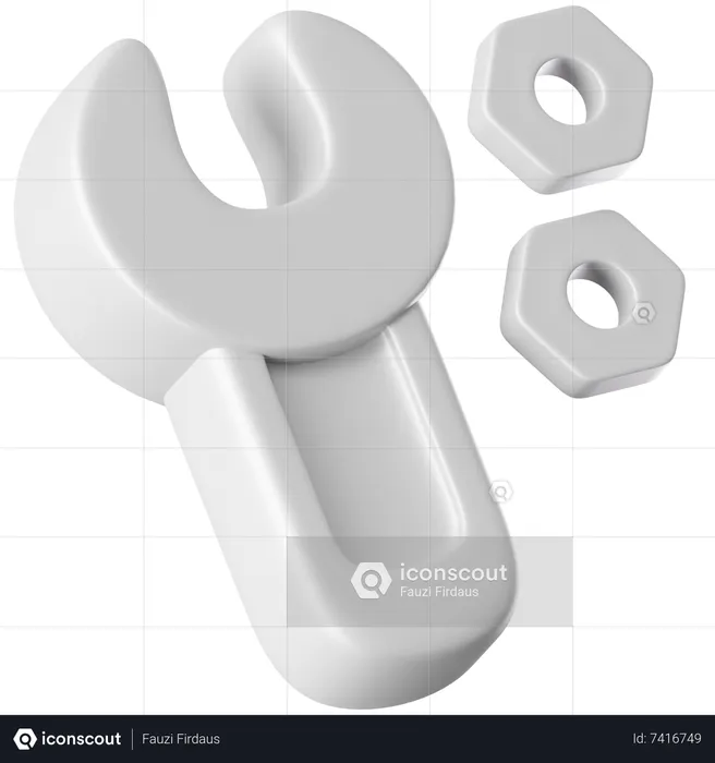Wrench and bolt  3D Icon