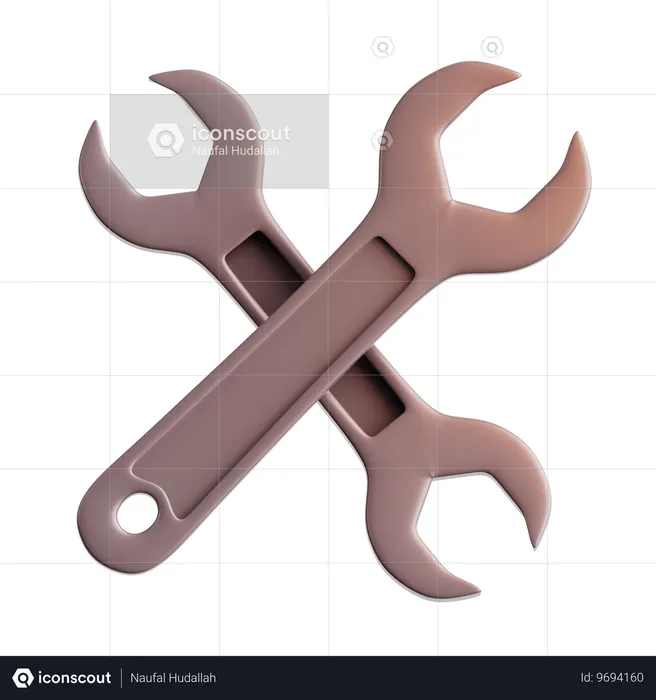 Wrench And Cross  3D Icon