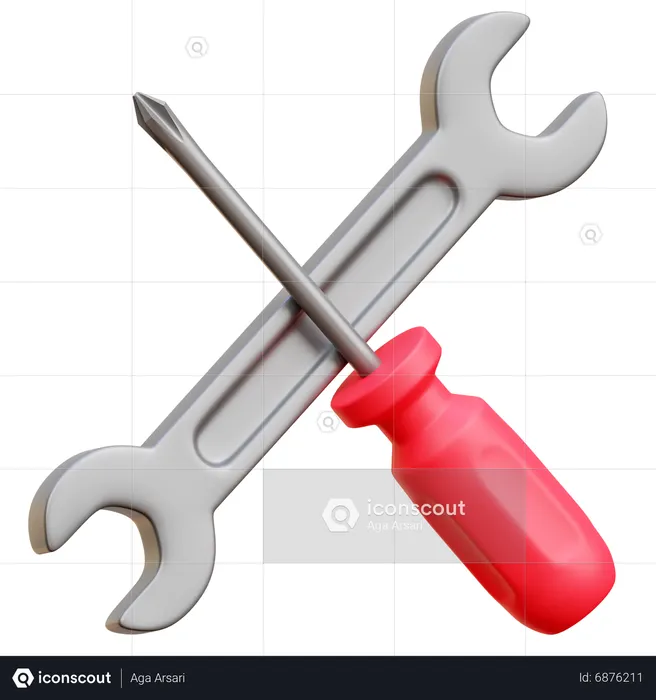 Wrench And Screwdriver  3D Icon