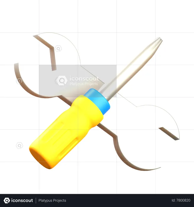 Wrench And Screwdriver  3D Icon