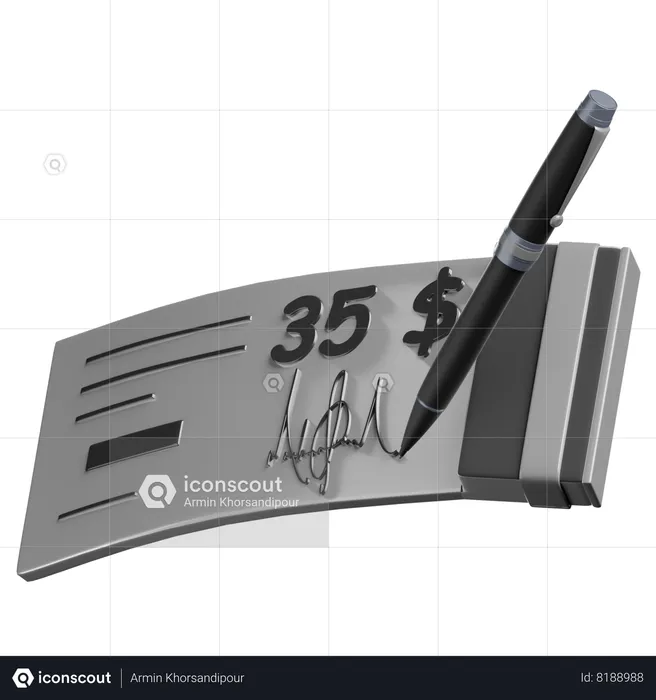 Write Cheque  3D Icon