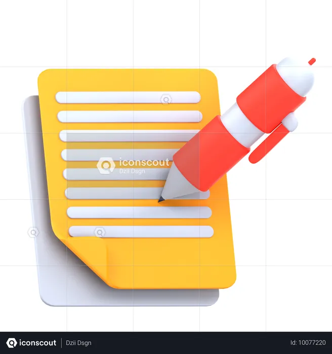 Writing  3D Icon