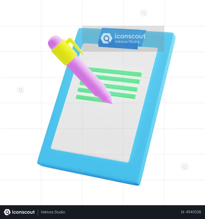 Writing in a Clipboard  3D Icon