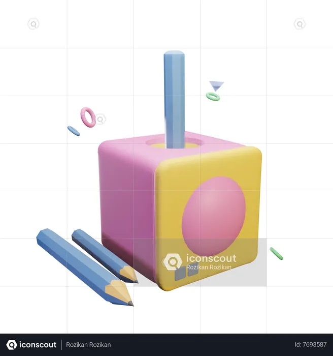 Writing Pencil with Sharpener  3D Icon