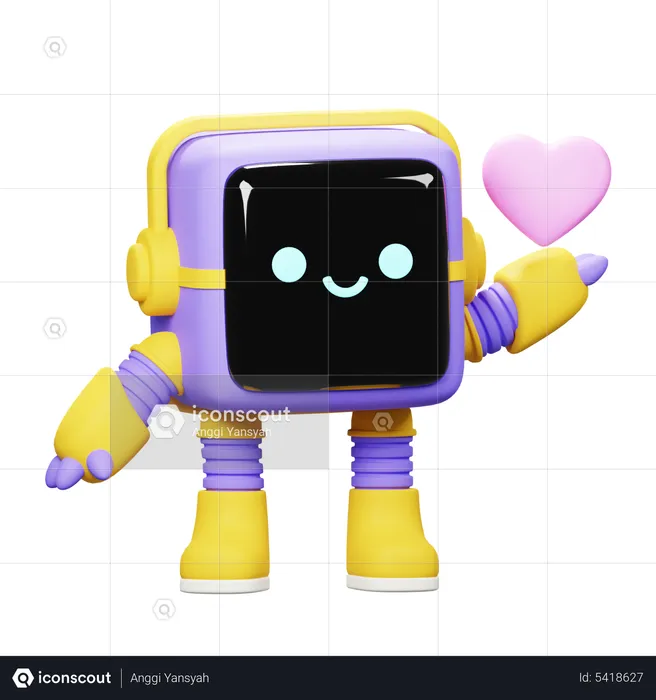 Würfelroboter und Liebe  3D Illustration