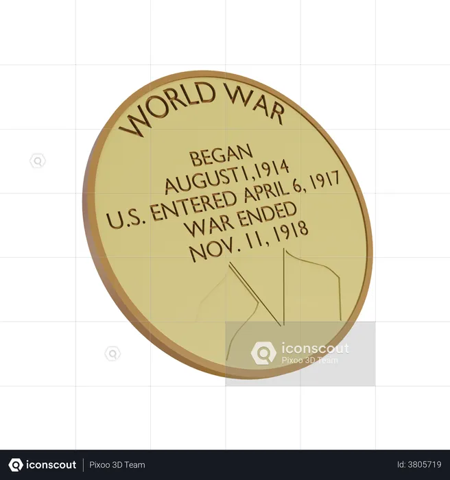 WW1 Peace Medal  3D Illustration