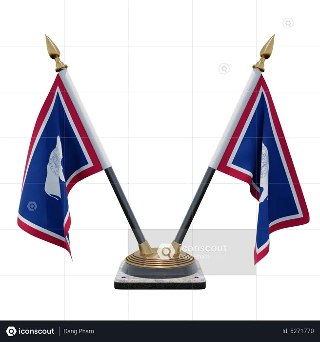 Wyoming Double (V) Desk Flag Stand Flag 3D Icon