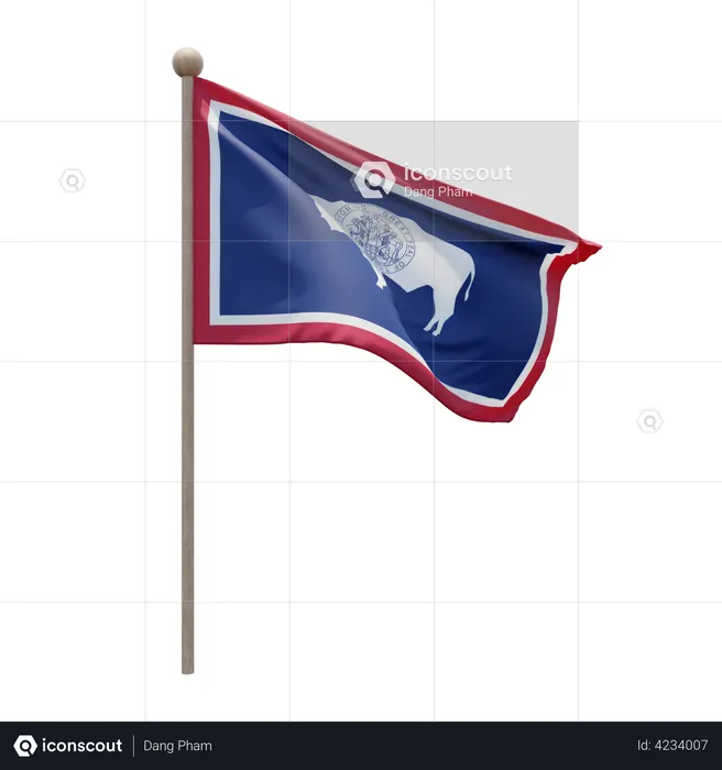 Wyoming Flag Pole  3D Flag