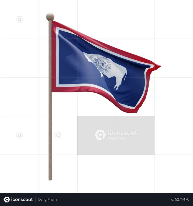 Wyoming Flagpole Flag 3D Icon