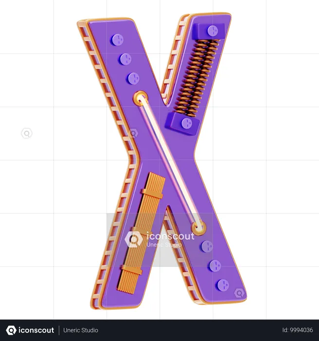 X 文字  3D Icon