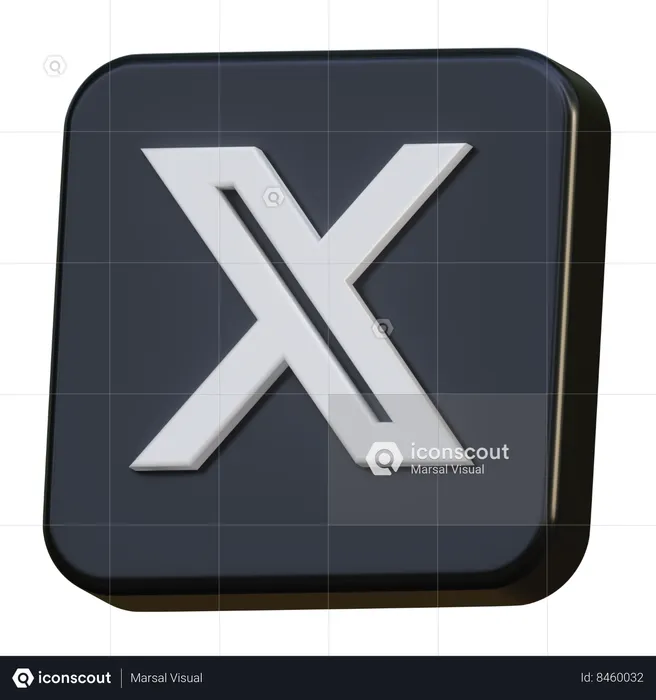 X Twitter Logo 3D Icon download in PNG, OBJ or Blend format
