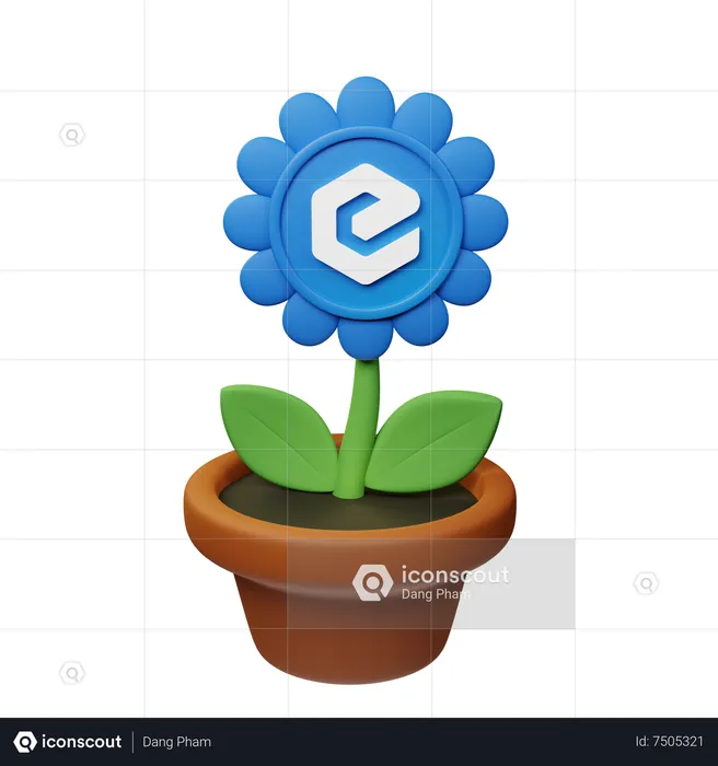 Xec Crypto Plant Pot  3D Icon