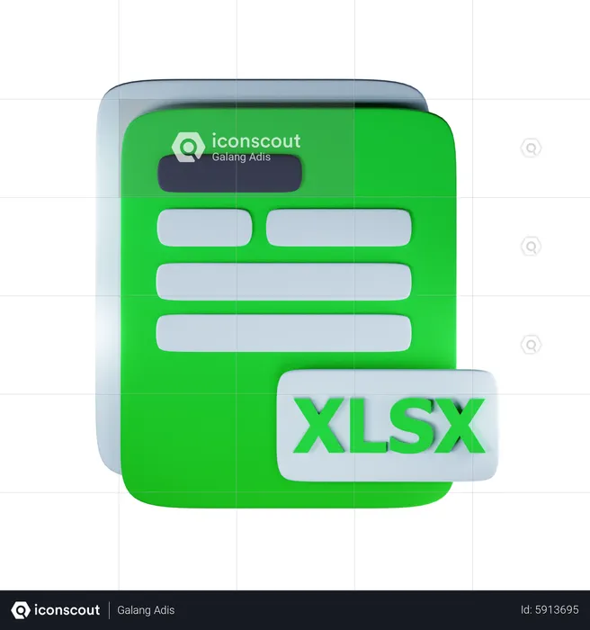 Xlsx file extension  3D Icon