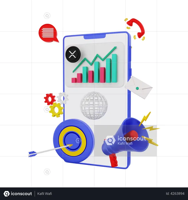 Comercialización de criptomonedas XRP  3D Illustration