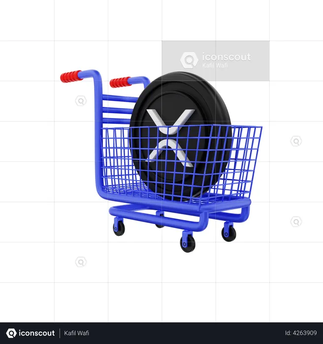 XRP shopping cart  3D Illustration