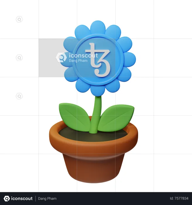 Xtz Krypto Blumentopf  3D Icon