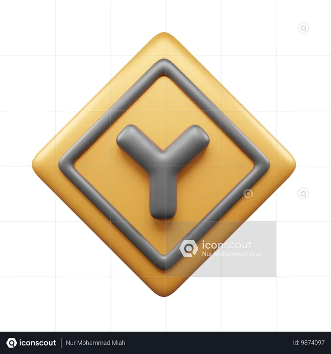 Y字路  3D Icon