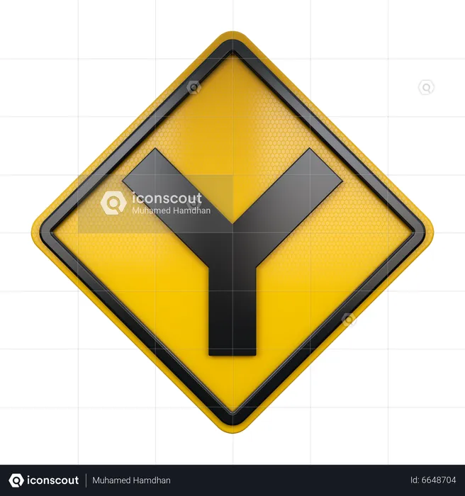 Y Junction Sign 3D Icon download in PNG, OBJ or Blend format