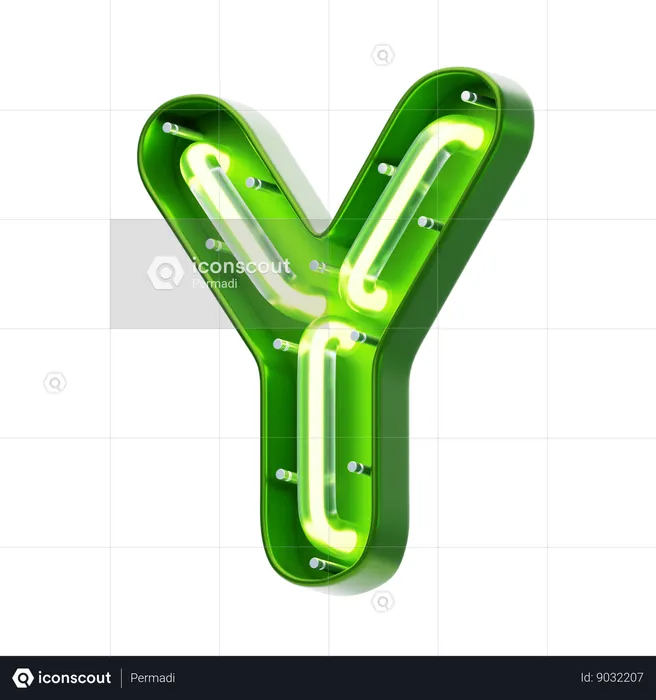 Y Letter Shape Neon Text  3D Icon