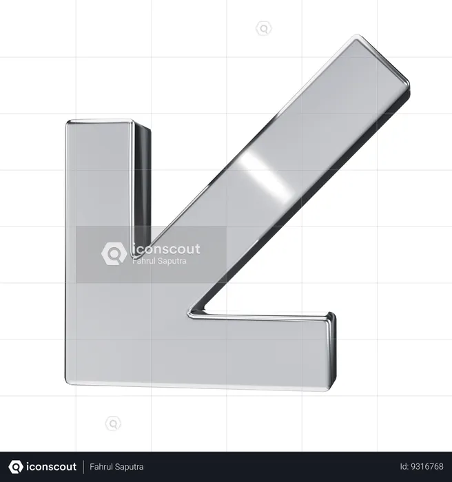 Y2K Chrome Bold Arrow  3D Icon