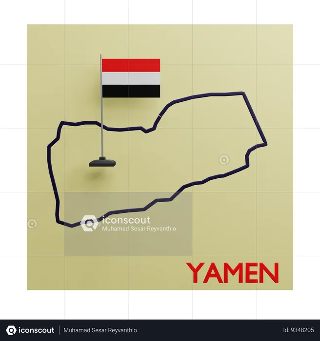 Yamen map Flag 3D Icon