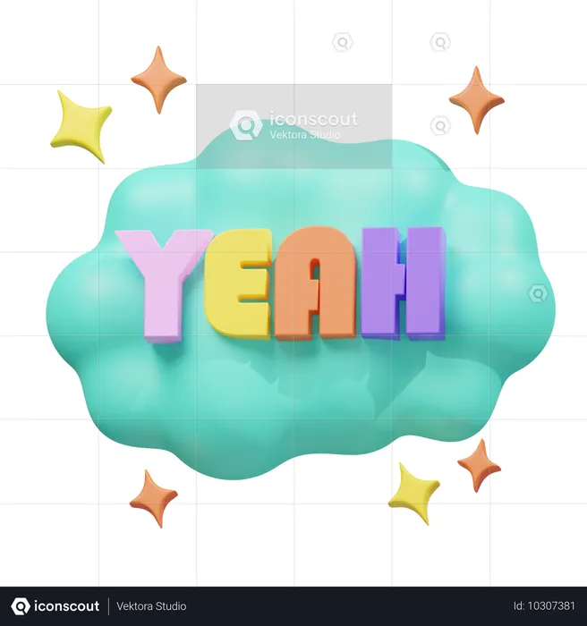 Yeah Speech Bubble Logo 3D Icon