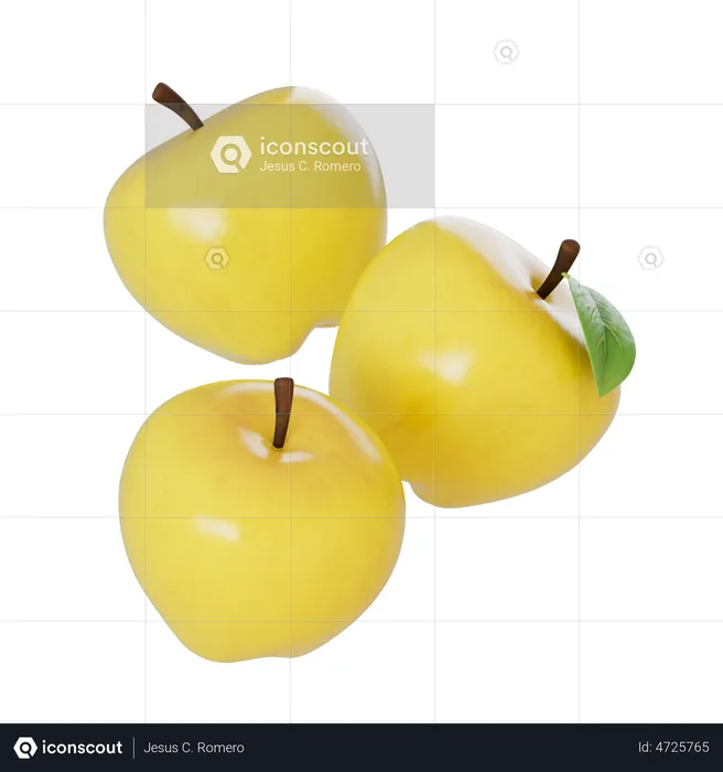 Yellow Apple  3D Illustration