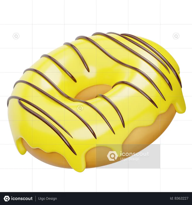 Yellow Banana Donut  3D Icon