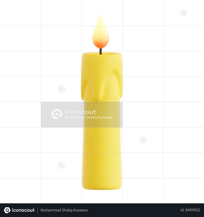 Yellow Candle  3D Icon