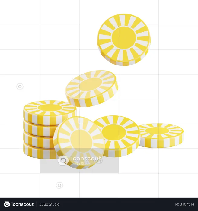 Yellow Casino Chip  3D Icon