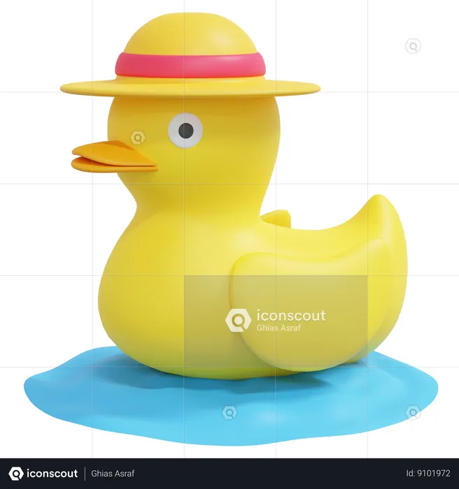 Yellow Duck Swimming  3D Icon