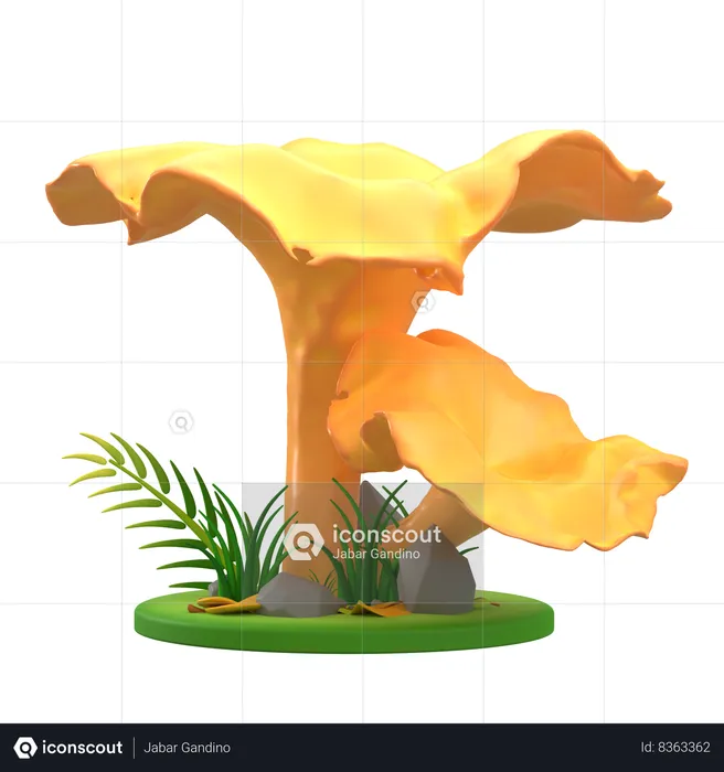 Mushrooms Yellow frilled  3D Icon