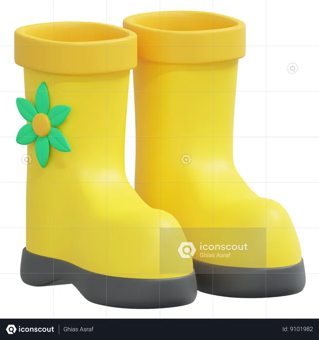 Yellow Garden Boot  3D Icon